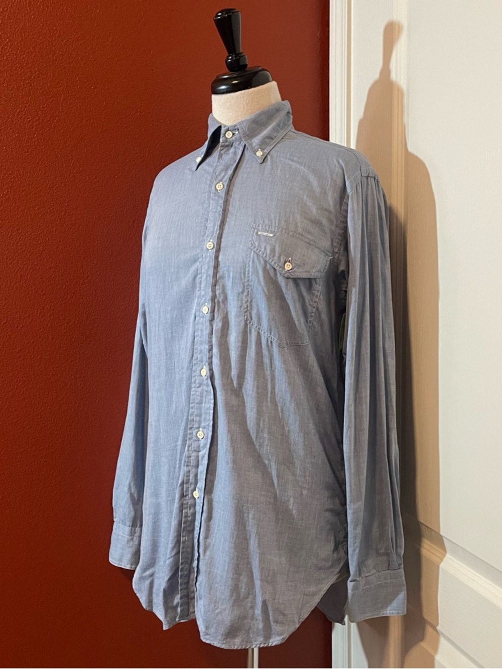 Gitman Brothers Men’s Vintage Blue Cotton USA Made Button Down Long Sleeve Shirt